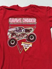 Kid's Grave Digger T-Shirt Red Spell-Out NO SIZE Monster Jam Truck Tour 2023