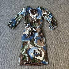 Zimmermann Silk Dress Size 0 AU 6 8 Blue Brown Floral Midi Tie Waist Boho