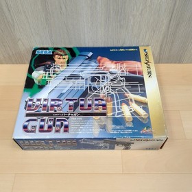 Sega Saturn Console & Virtua Gun in box with 2 controllers & 3 games Japan Gray