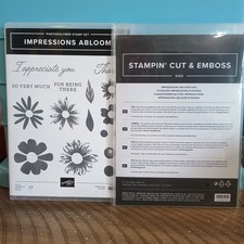 IMPRESSIONS ABLOOM Stamp Set  Dies Stampin Up Flowers Oval Frames New Retired