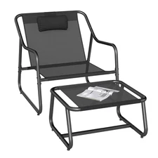 Uforic Patio Outdoor Lounge Chair with Ottoman, Comfy Sling Chair with Footstool