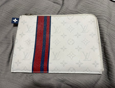Authentic Louis Vuitton Pochette Voyage MM Taigarama Antarctica White Monogram