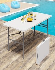 Used 4-Ft Plastic Folding Table - Ideal for Indoor/Outdoor Dining & Party Use