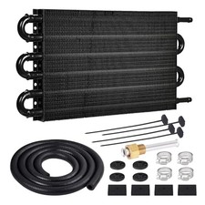 5/16" Transmission Oil Cooler Tube and Fin Cooler Kit Universal 6 Pass Black