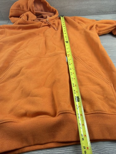 Carhartt Hoodie Mens Medium Orange Loose Fit Pullover Logo Sleeve - Afbeelding 6 van 7