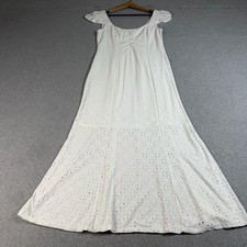 Wayf Dress Women Medium White Lace Eyelet Maxi Puff Sleeve Boho Cottage Coastal