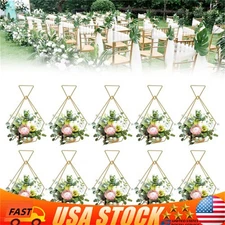 10pcs Gold Metal Diamond Shape Flower Vases Tabletop Wedding Centerpieces Stand