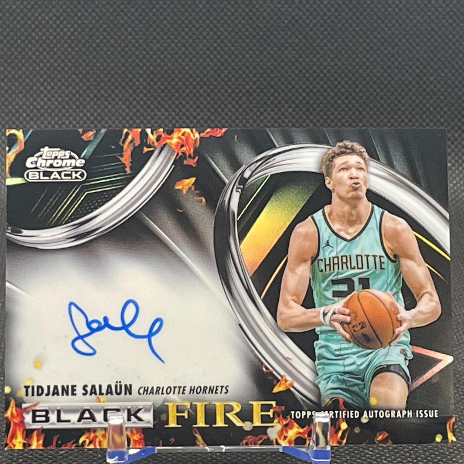 Tidjane Salaün 2025-26 Topps Chrome Black Black Fire Autographs #BF-TS