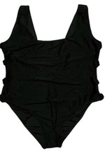 NWT J.Crew Ribbed Side Bow One Piece Swimsuit Black Size 24 Cruise Cutout