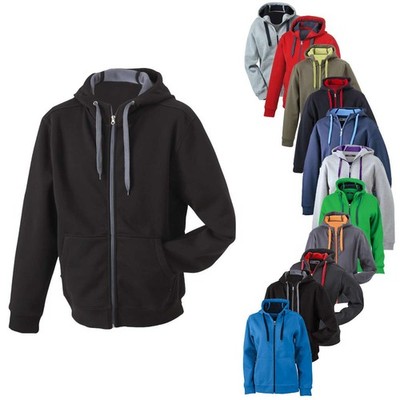 James+Nicholson Men´s Doubleface Jacket Herren Kapuzen Sweat Shirt Jacke bis 3XL
