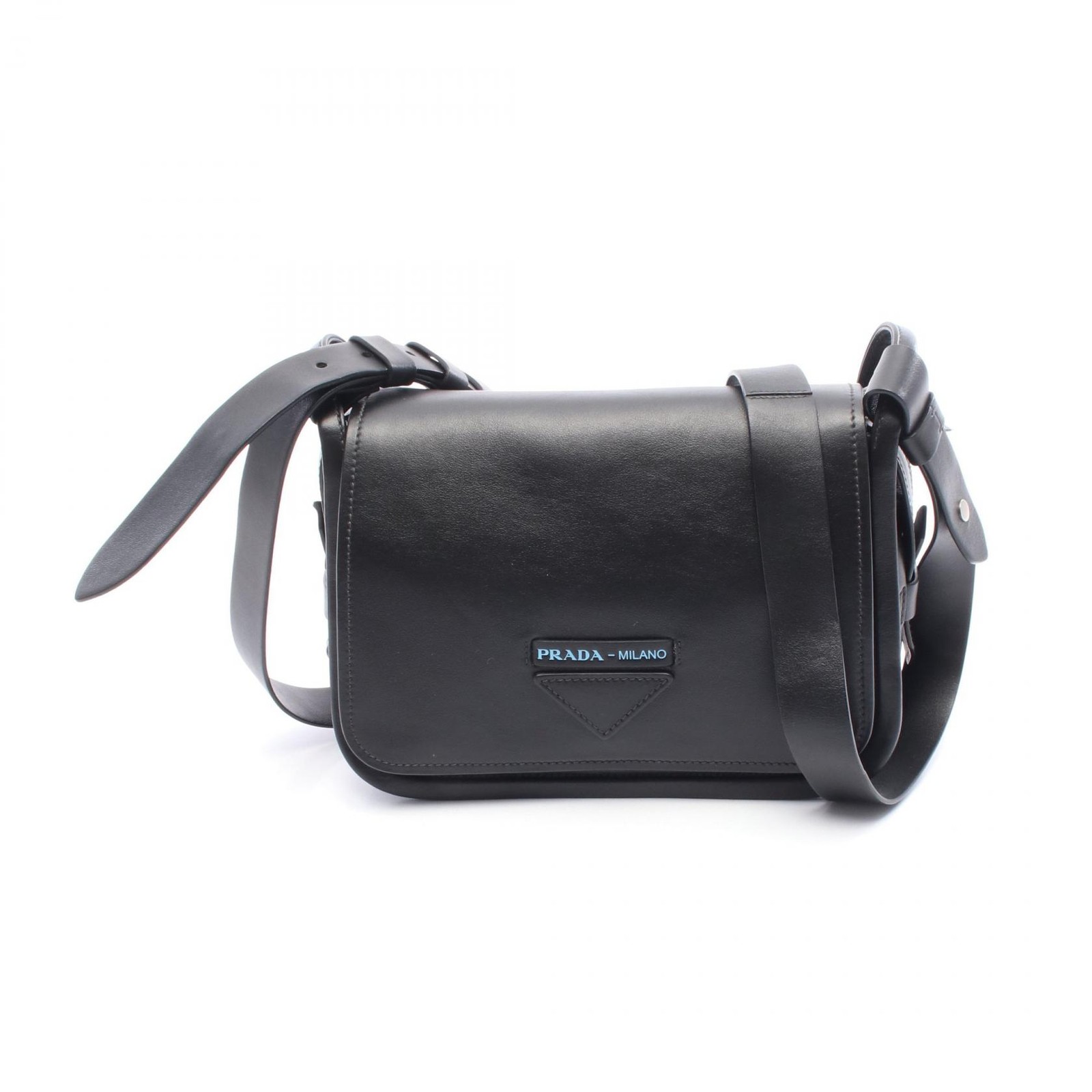 PRADA GRACE LUX Shoulder Bag crossbody 1BD123 leather Black Used Women