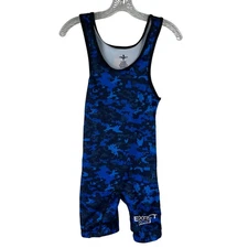 Exxact Sports Wrestling Singlet Blue Camouflage Weightlifting Adult Size Small