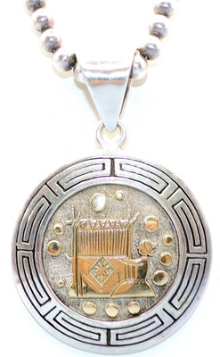 ROBERT TAYLOR 14K Gold STERLING SILVER Navajo Storyteller NECKLACE &EARRINGS SET