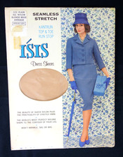 1Pr VINTAGE 60s ISIS STRETCH 9 1/2-10 1/2 RHT DRESS SHEERS NYLON STOCKINGS BEIGE