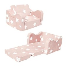 Toddler Couch, Kids Couch for Toddler Fold Out, 2-in-1 Convertible Kid Pink