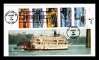 DR JIM STAMPS US COVER RIVERBOATS FIRST DAY ISSUE STRIP OF FIVE HAND MADE