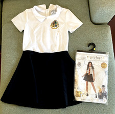 Harry Potter Wizarding World School Hogwarts Crest Collared Dress Halloween Sz M