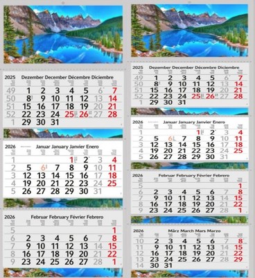 3/4 Monatskalender 2026 Kalender Berge See Kanada Wandkalender Fotokalender Büro