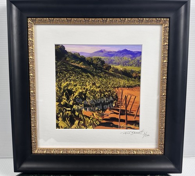#ad Framed Vineyard Landscape Signed Ltd. Ed. Art Print Rich Bennet Wine Country $175.00