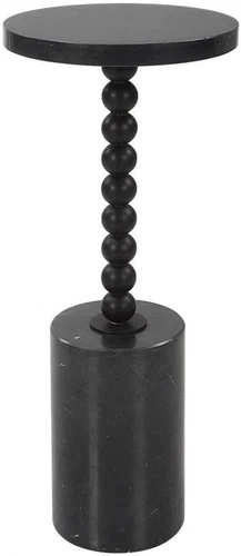 Black Marble Bead Drink Table - Elegant Accent for Any Room - Picture 1 of 4