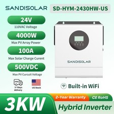 24V 3000W Solar Hybrid Inverter SANDISOLAR 100A MPPT Solar Charge Controller