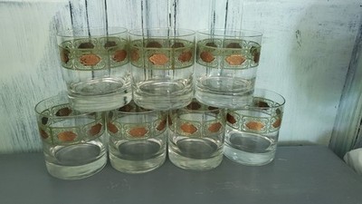 VTG Ravenscroft  Green/Gold Shot Glasses Set 7 Super RARE Good Condition