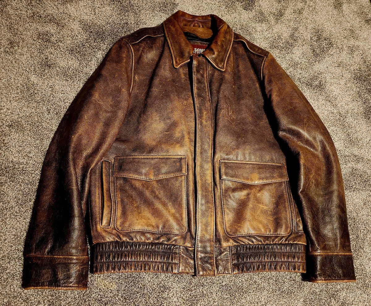 Wilsons Jacket Mens Large Brown Leather A2 Aviator 90s Flight