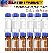 1000/10000Pcs 2ml Autosampler Vial Lab vials w/ Caps Glass Amber Sample Vials