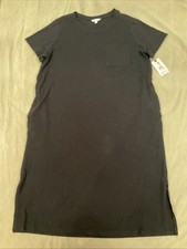 Terra And Sky One Pocket Tshirt Dress Black Womens 1X NWT Cotton