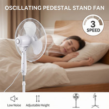 16" 3-Speed Oscillating Pedestal Stand Fan w/ Adjustable Tilt & Height Cooling