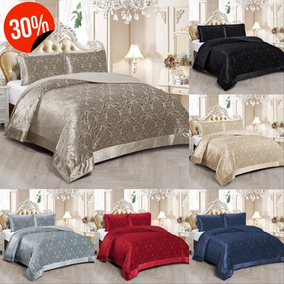 BESTSTYLELINEN Velvet Quilted Bedspread Luxury Jacquard Bedding Set Double King Bed Throw