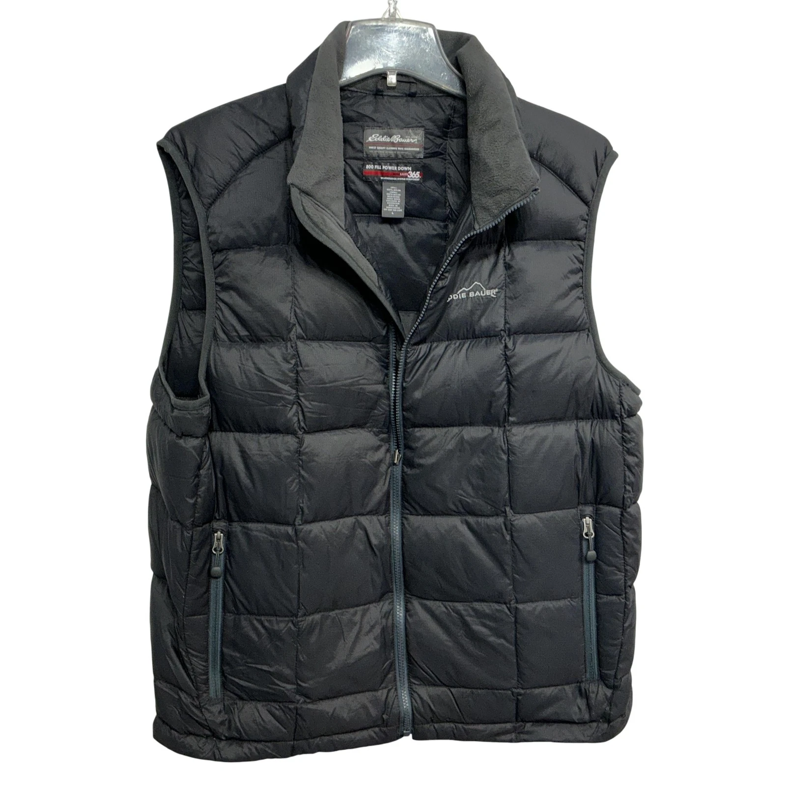 Eddie Bauer Down Vest Mens Large 800 Fill Power Weatheredge 365 Puffer Jacket