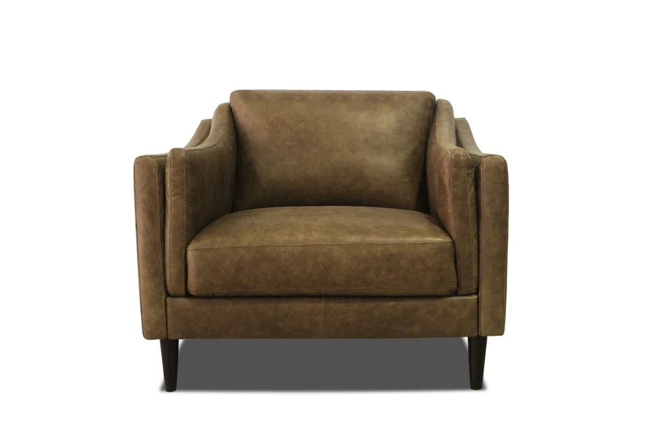 全新 意大利皮革 Living Bianca 沙发/椅子 仿旧 棕褐色 皮革 免费送货 — 第 3/4 张图片