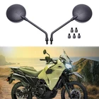 For Kawasaki KLR650 KLR 250 650 4" Round Side Mirrors Long Stem Black Rearview