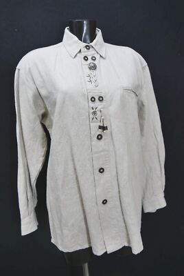 Schweres Trachtenhemd von Canda neuwertig weiter Schnitt Leinen/BW Gr.M 39/40