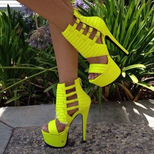 Fashionable One-Line Buckle Women's Sandals Stiletto Open Toe Sexy High Heels