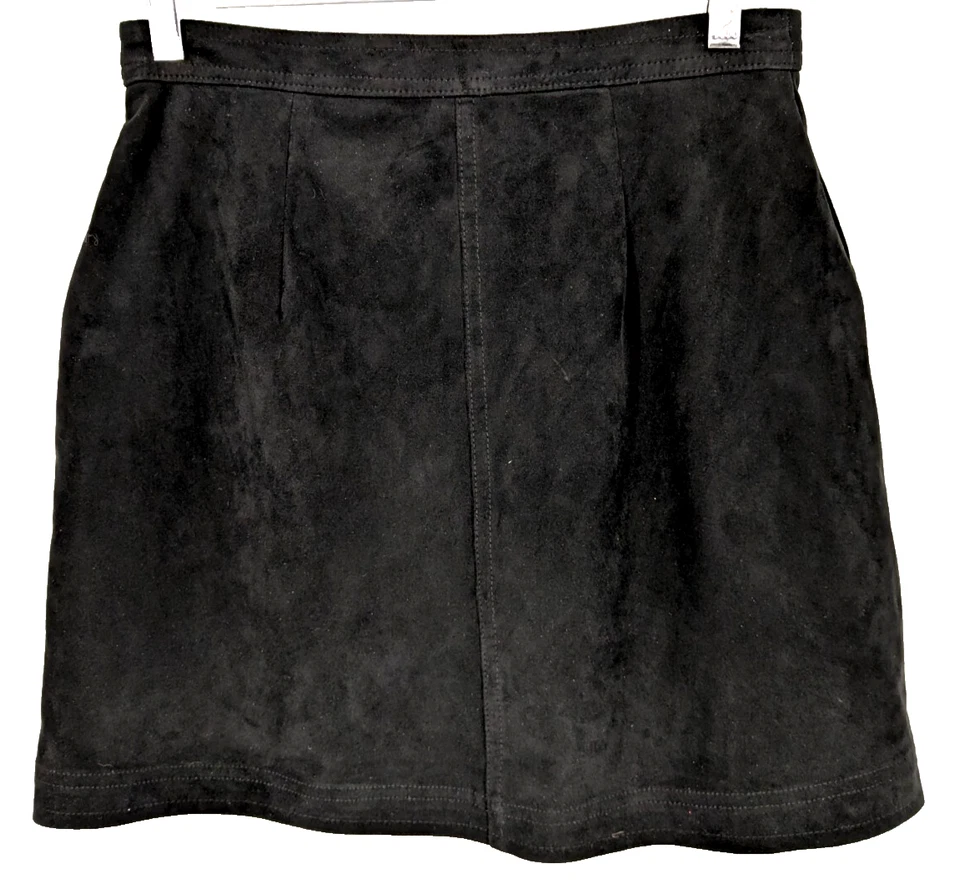 Abercrombie & Fitch Mini Skirt   S  Black Button Down Faux Suede 90's - Image 3 of 4