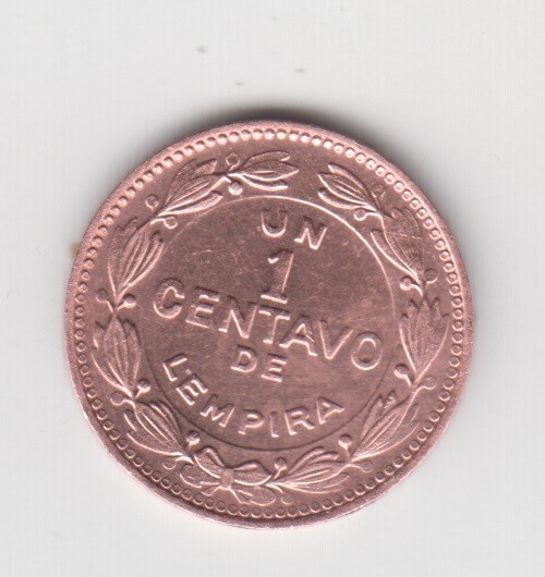HONDURAS 1992. 1 centavo de lempira. Coat of Arms (pyramid without clouds)