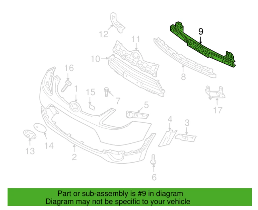 New! 2007-2012 Hyundai Veracruz Front Reinforcement Impact Bar OEM 86530-3J000 Foto 3 de 4