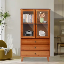 2-Door Bamboo Kitchen Buffet Hutch Storage Cupboard Cabinet Sideboard w/ Drawers