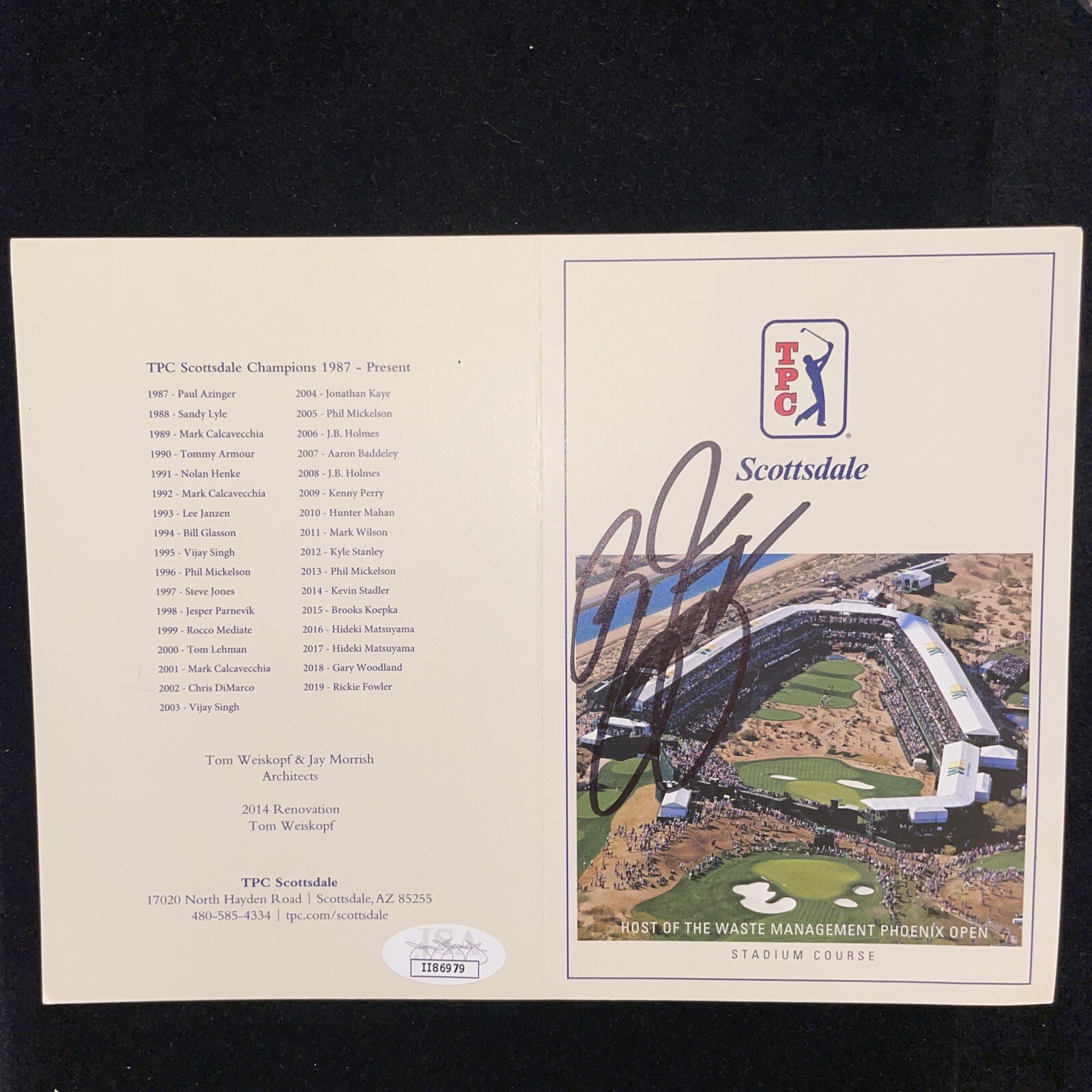 Rickie Fowler Autographed Signed TPC Scottsdale Scorecard JSA COA 2019 WM Phoenix Open Golf 