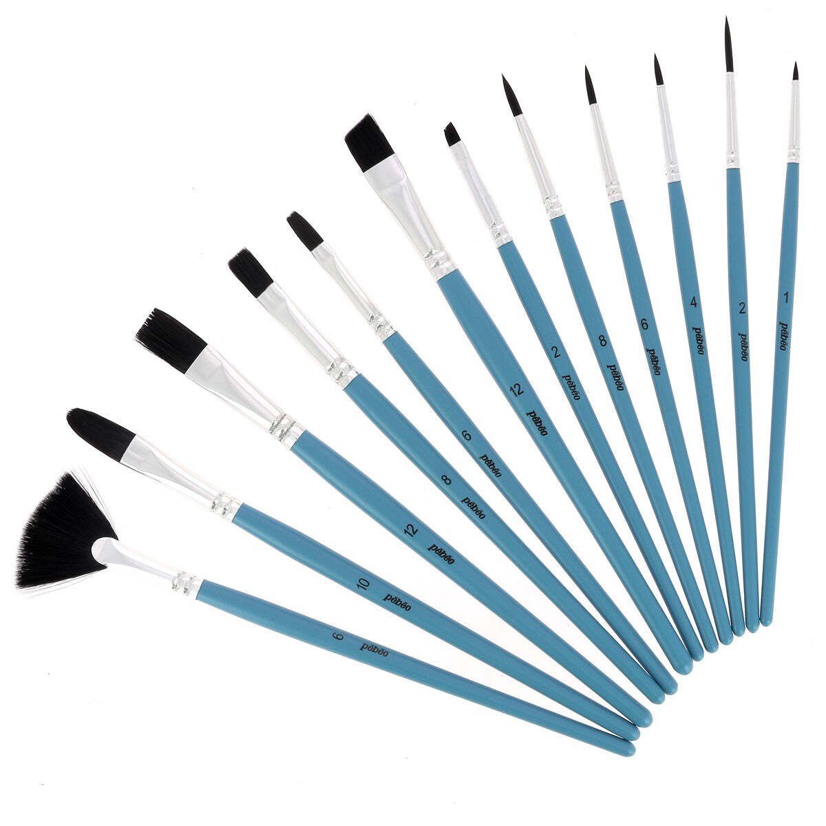 Pinceaux aquarelle Pébéo imitation petit-gris, set haute rétention en bois verni