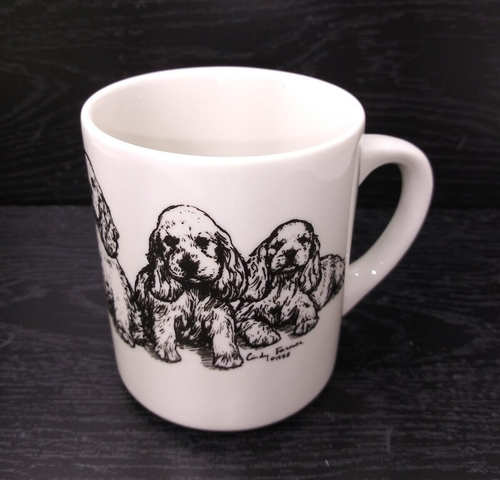 Lot of 2 Cindy Farmer Mug Cocker Spaniel Dog Portrait Artist Render 1988 - Picture 5 of 5