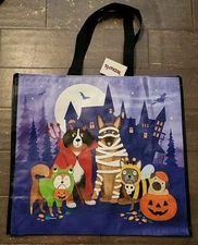 TJ MAXX Large Reusable Shopping Bag Tote Halloween Dogs In Costume -Eco Friendly