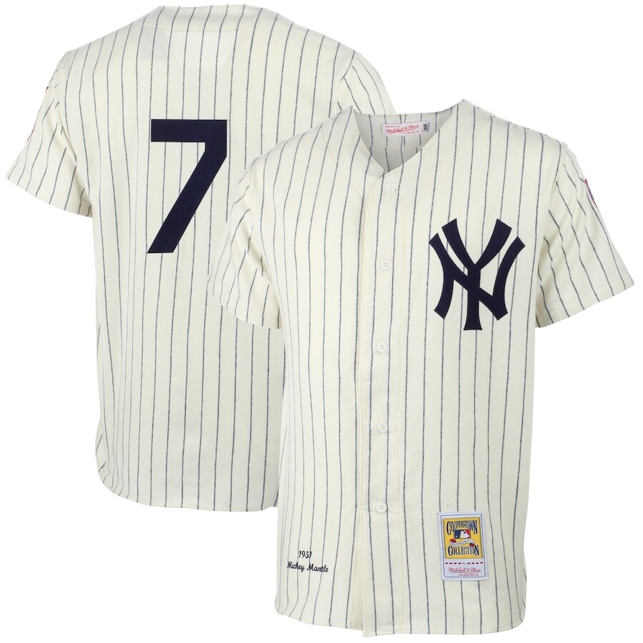New York Yankees Mickey Mantle #7 Mitchell & Ness Cream 1951