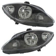 Seat Leon Headlights Mk2 Hatchback 2009-2013 Black Inner Headlamps 1 Pair