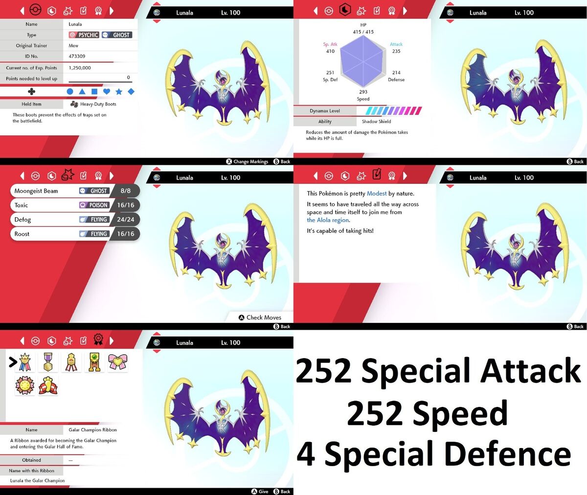 Pokemon Sword and Shield Shiny Ultra Shiny Lunala 6IV-EV Trained