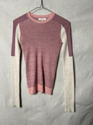 Rag & Bone Womens Pullover Sweater Colorblock Ribbed Knit - Pink - S