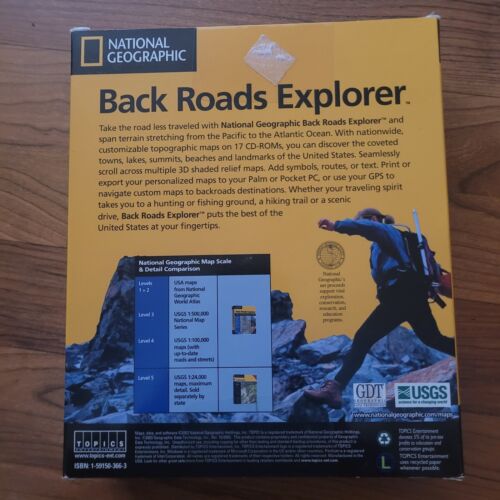 National Geographic TOPO Maps, Back Roads Explorer 17 CDs - All 50 States - Picture 2 of 4