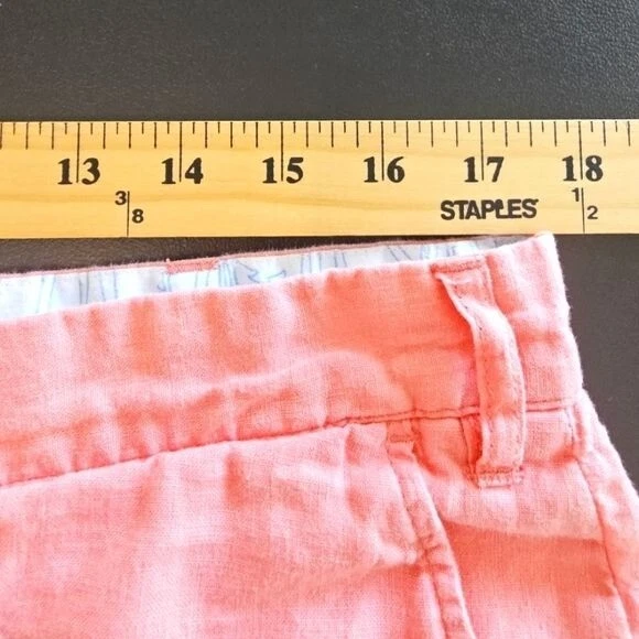 Castaway Nantucket Island Coral Linen Flat Front Chino Shorts Size 36 - Image 3 of 4